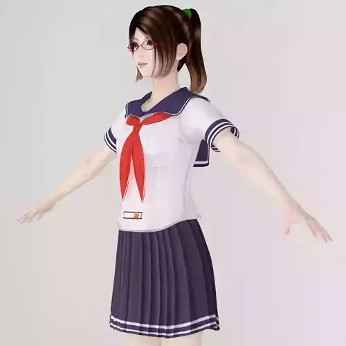  T pose nonrigged model of Natsumi in school uniform 3D model