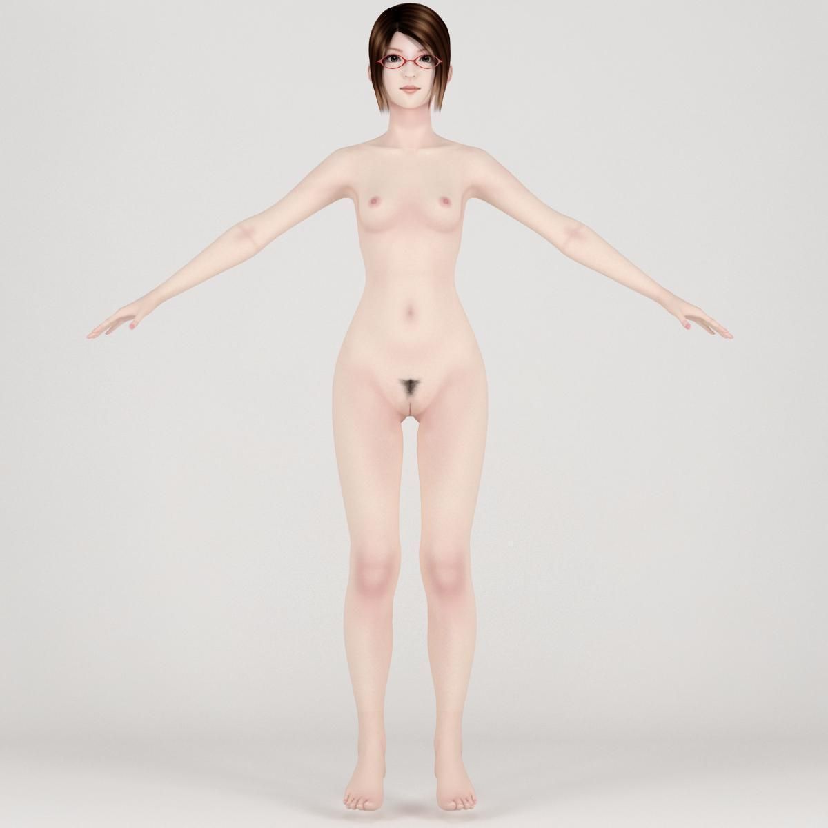 T pose rigged model of Natsumi in school uniform 3D model_6