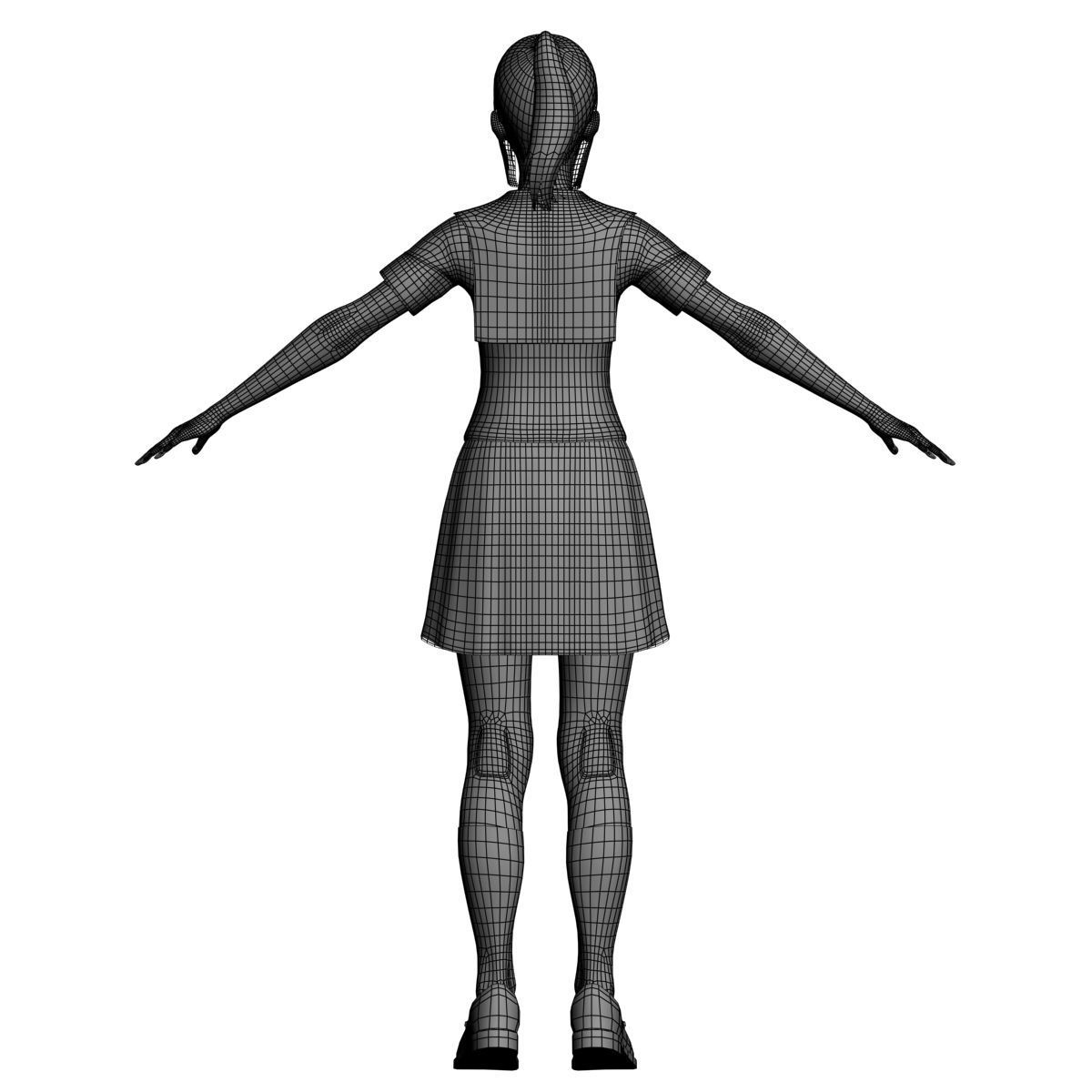 T pose rigged model of Natsumi in school uniform 3D model_13