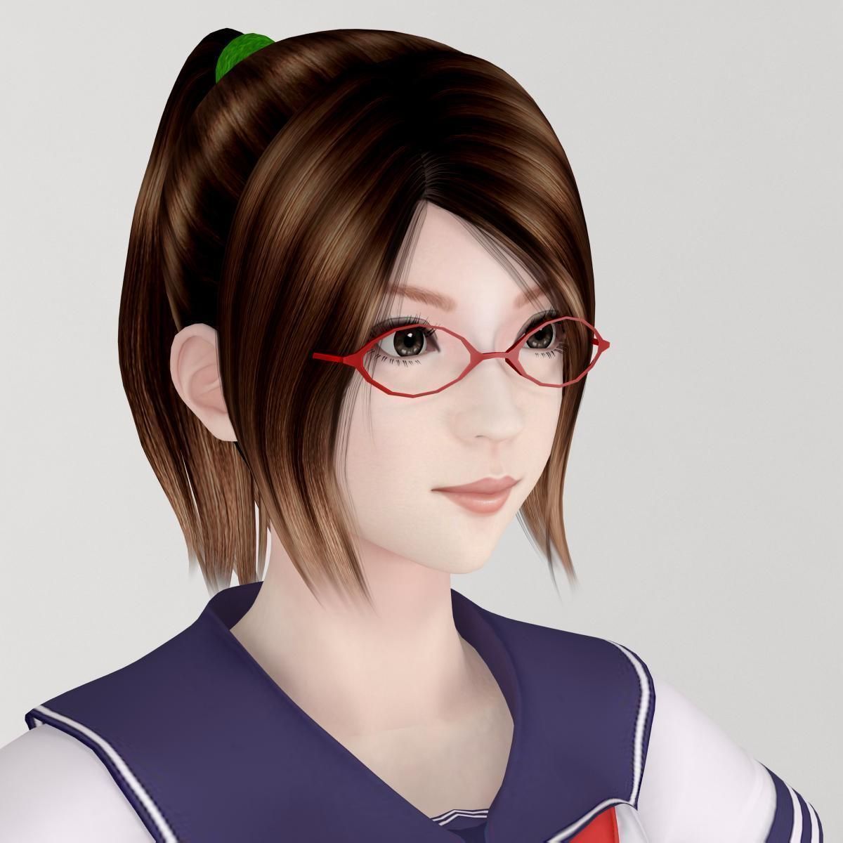 T pose rigged model of Natsumi in school uniform 3D model_2