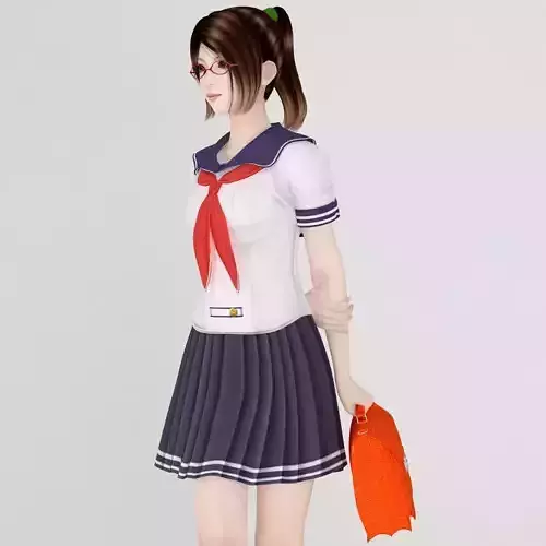 Natsumi schoolgirl pose 01