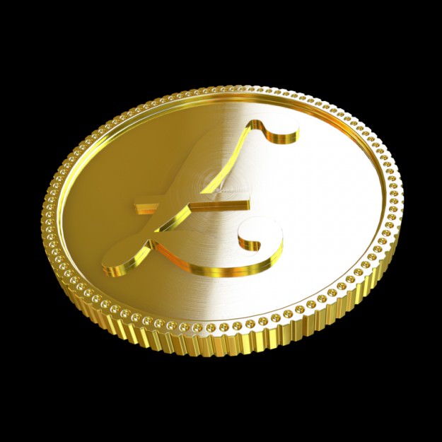 Libra Golden Coin 3D model_1