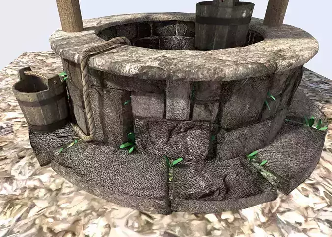 detailed medieval water well