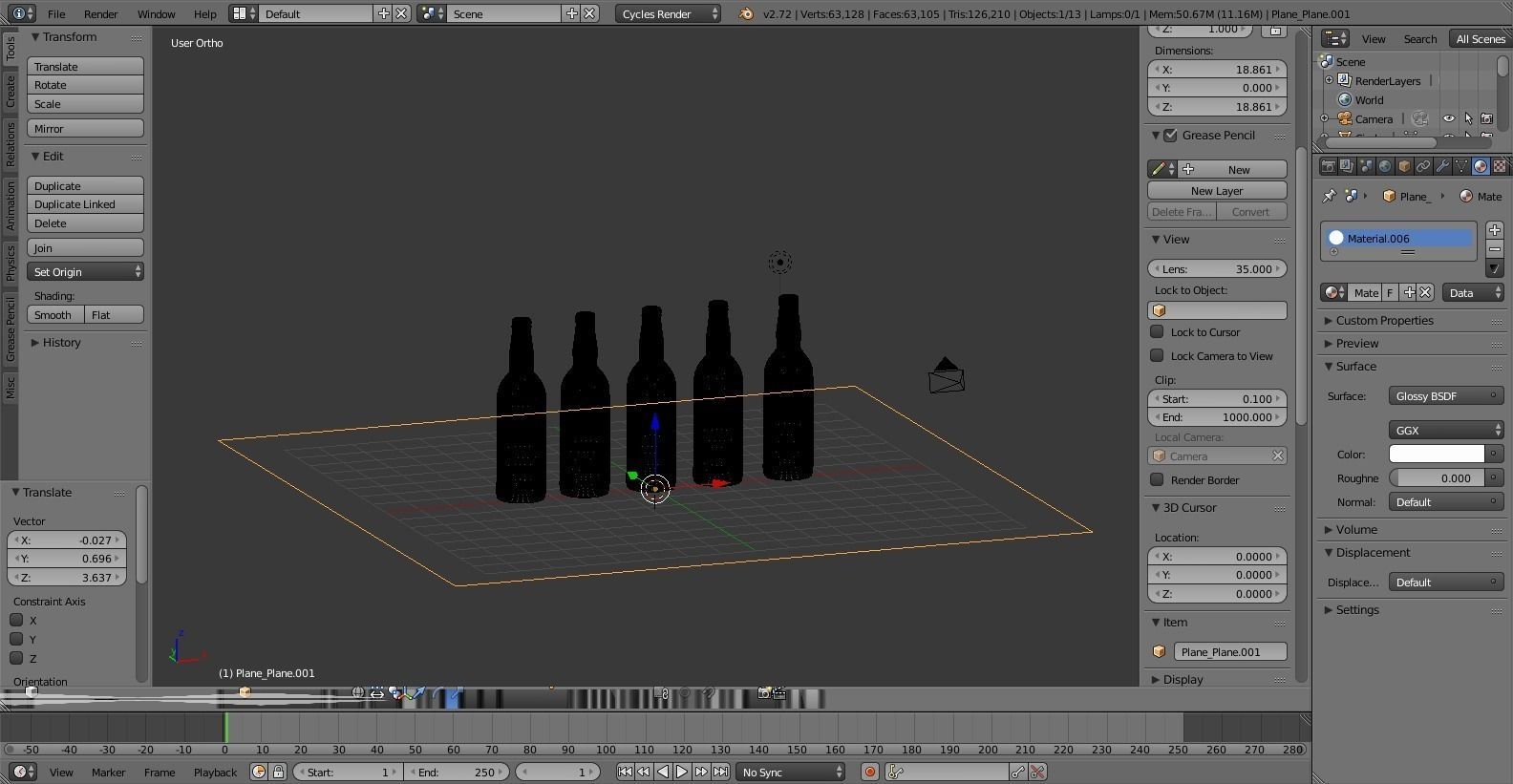 Bottles six of beer 3D model_3
