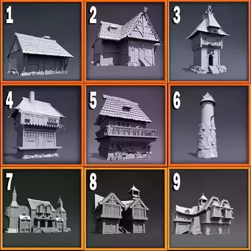 Ultimate medieval style houses Base Model 3D model