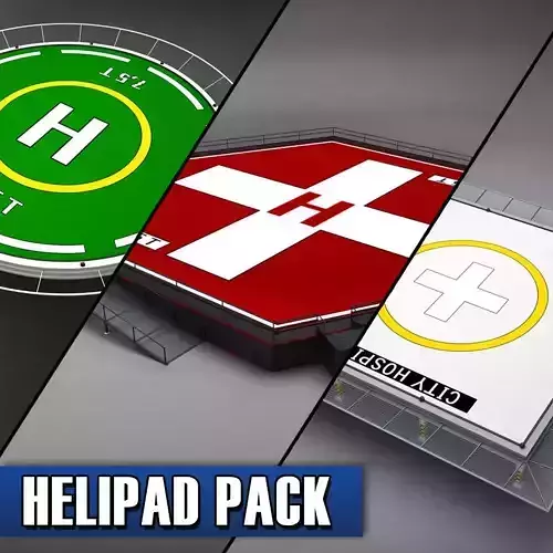 Helipad helicopter pad pack 3D model