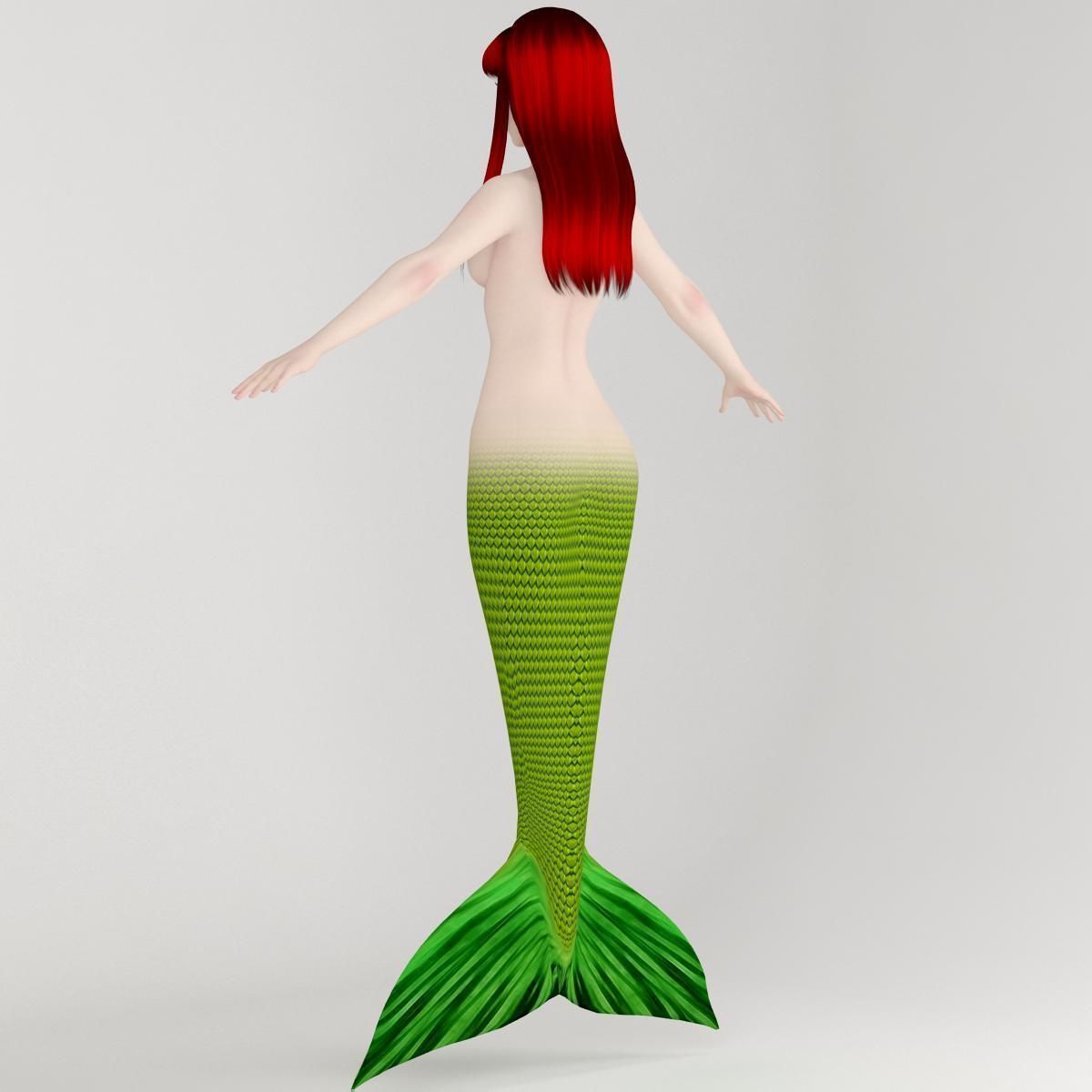  T pose nonrigged model of little mermaid 3D model_4