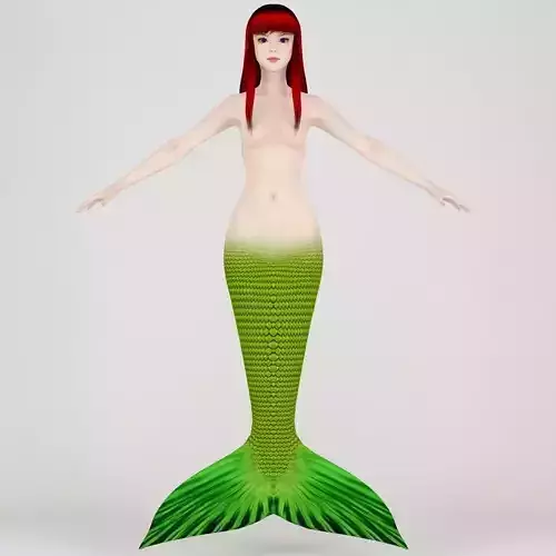  T pose nonrigged model of little mermaid 3D model