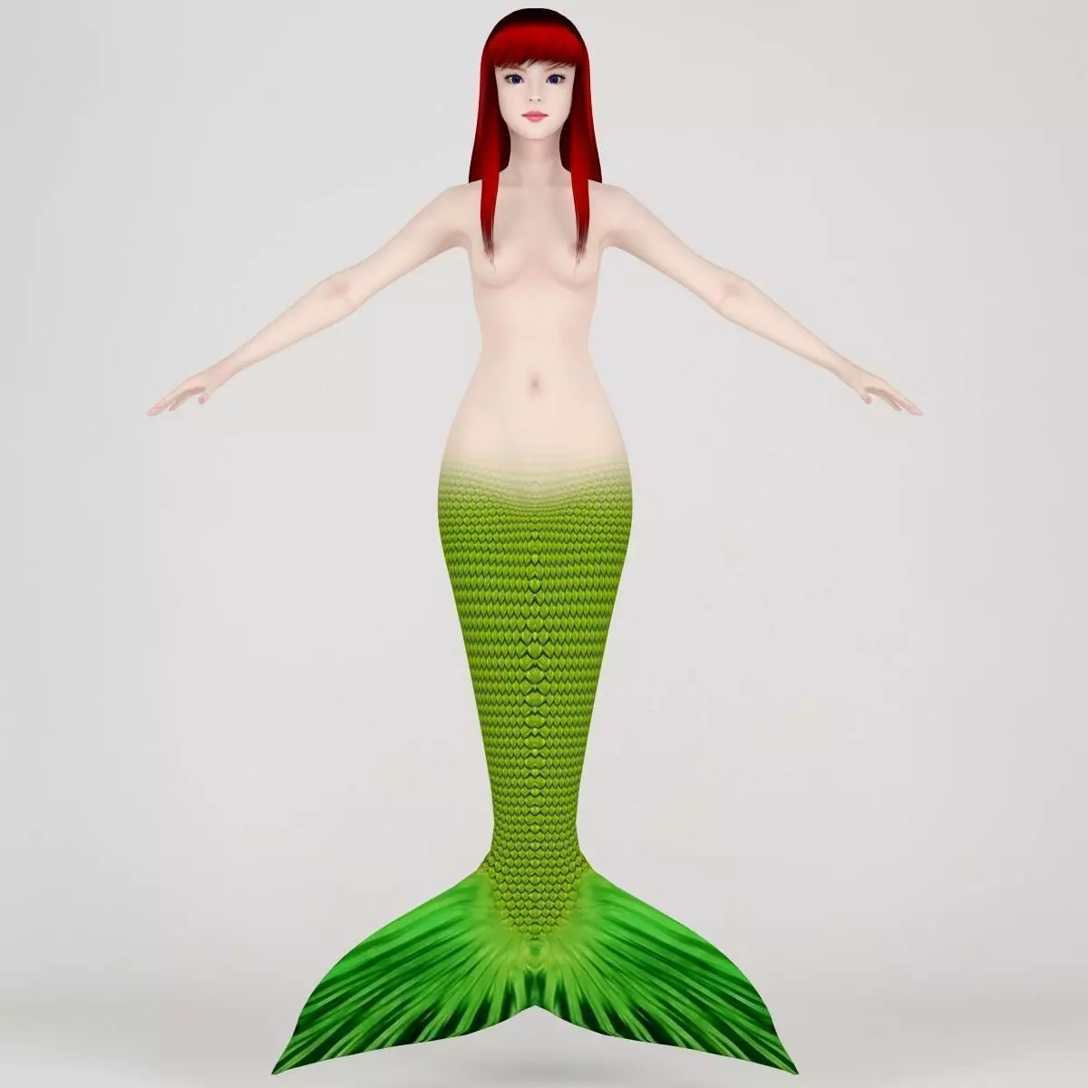  T pose nonrigged model of little mermaid 3D model_0