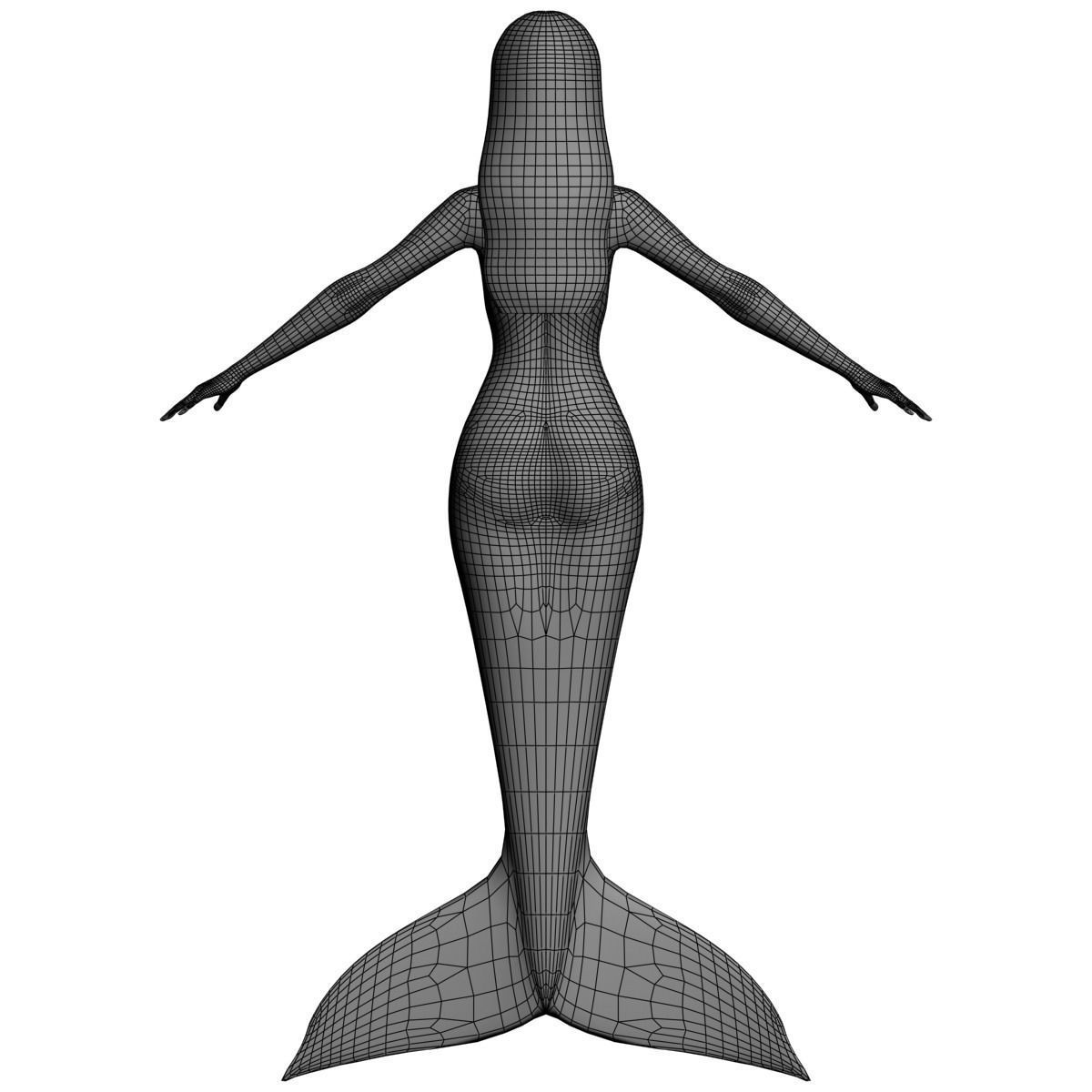 T pose rigged model of little mermaid 3D model_14