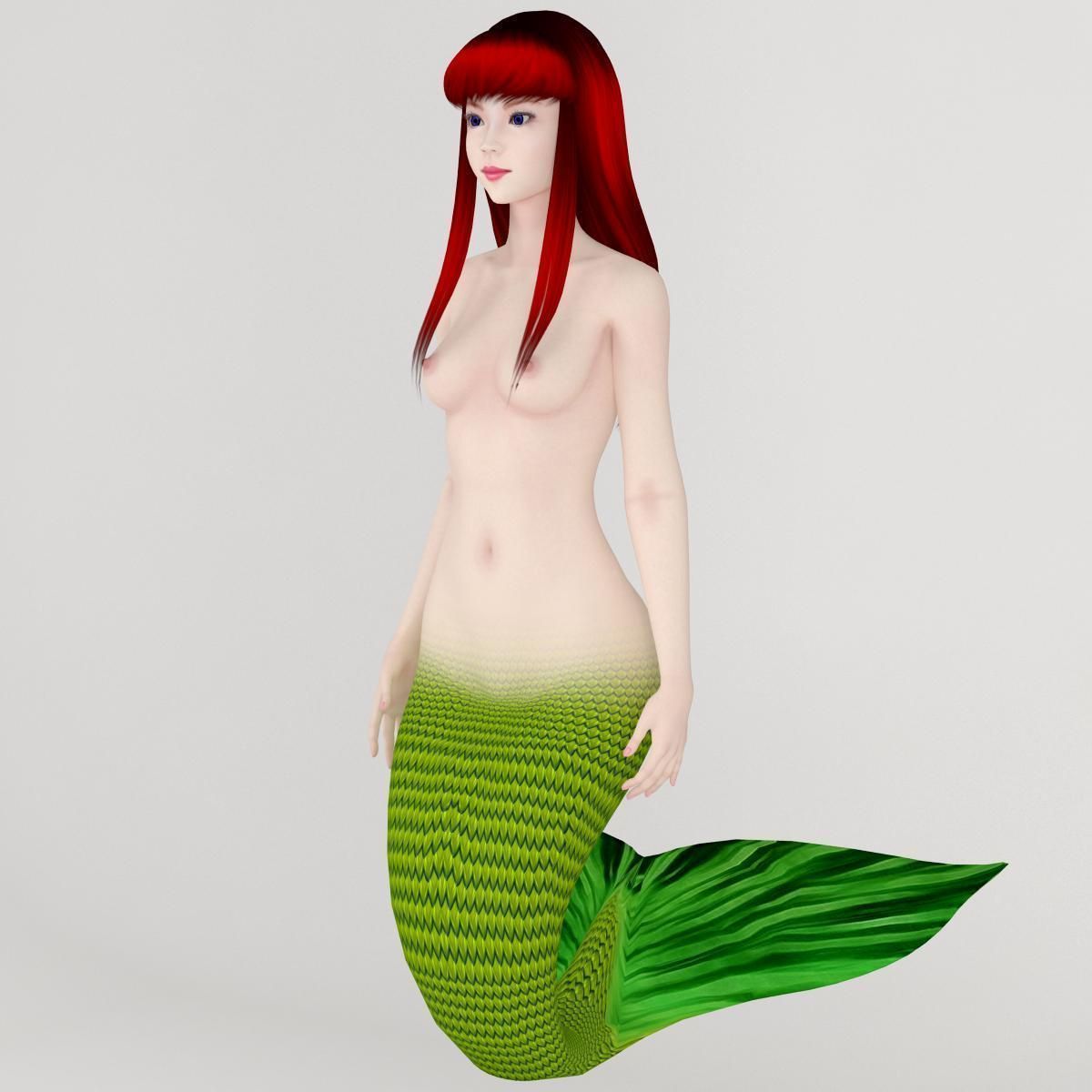 T pose rigged model of little mermaid 3D model_1