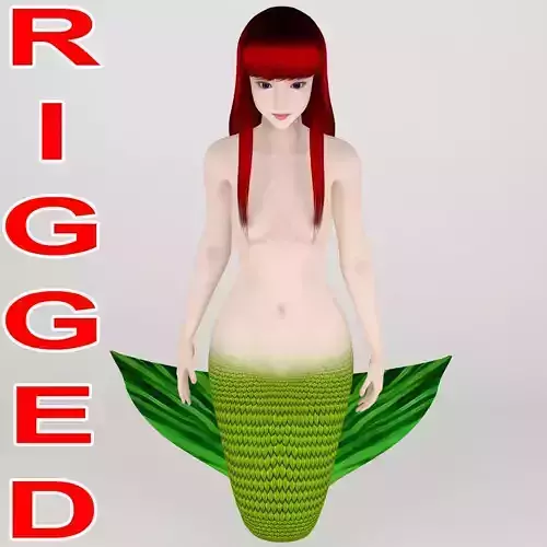 T pose rigged model of little mermaid  3D model