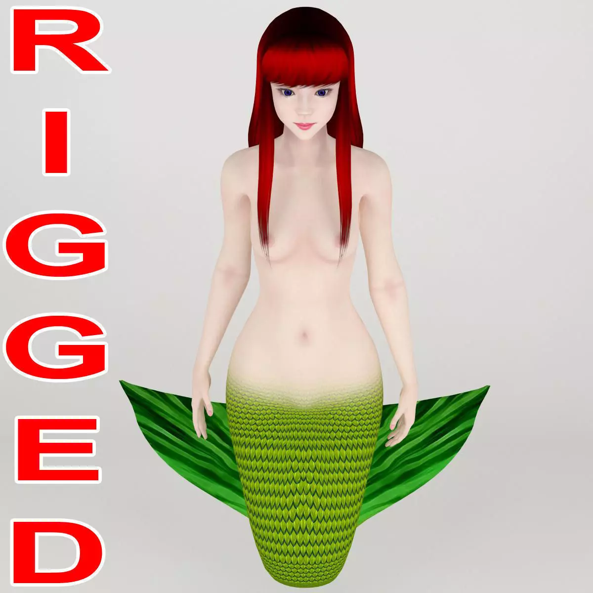 T pose rigged model of little mermaid 3D model_0