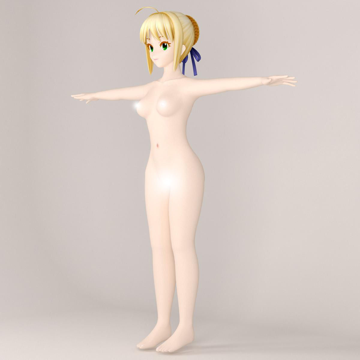 T pose nonrigged model of Saber maid 3D model_7
