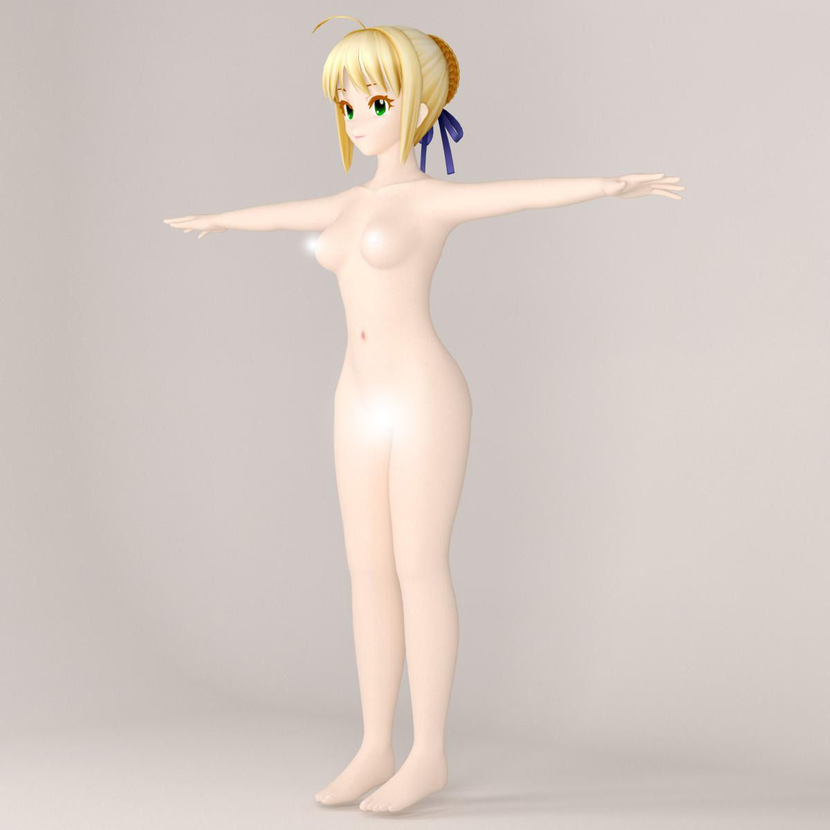 T pose rigged model of Saber maid 3D model_8