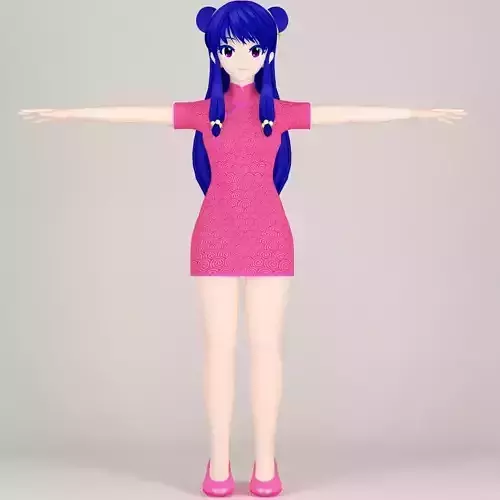 T pose nonrigged model of Shampoo toon girl 3D model