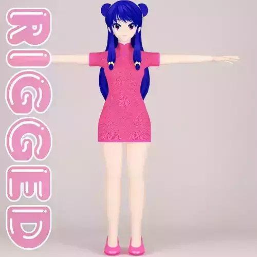 T pose rigged model of Shampoo toon girl 3D model