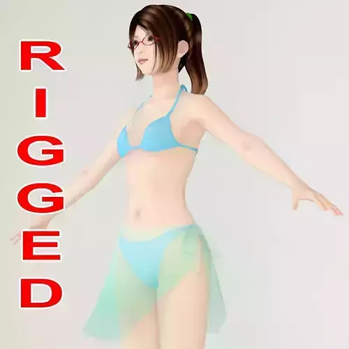 T pose rigged model of Natsumi in bikini 3D model