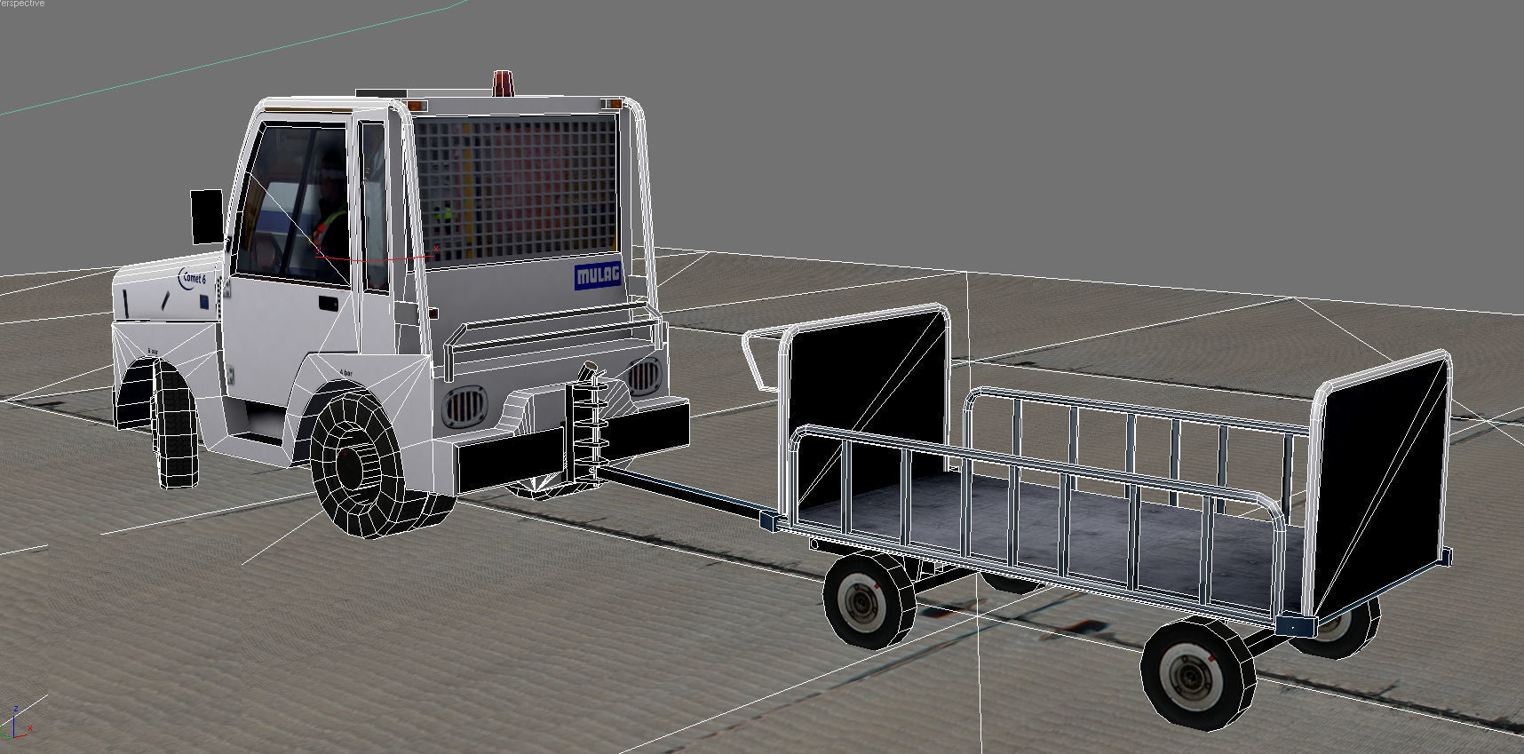 Mulag Comet 6 Towing tractor Low-poly 3D model_12