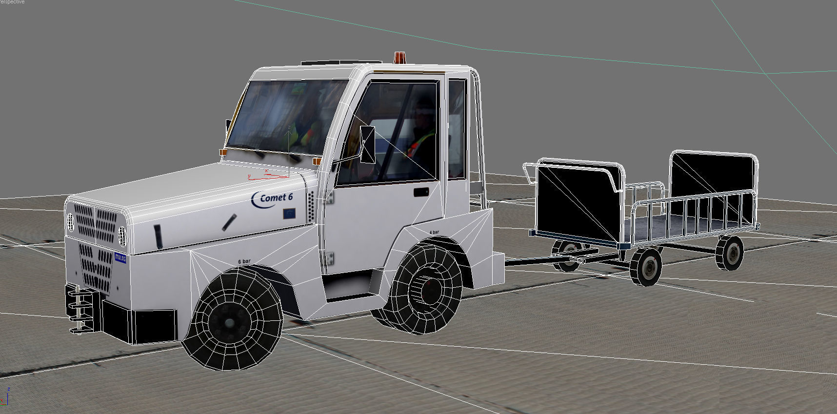 Mulag Comet 6 Towing tractor Low-poly 3D model_10