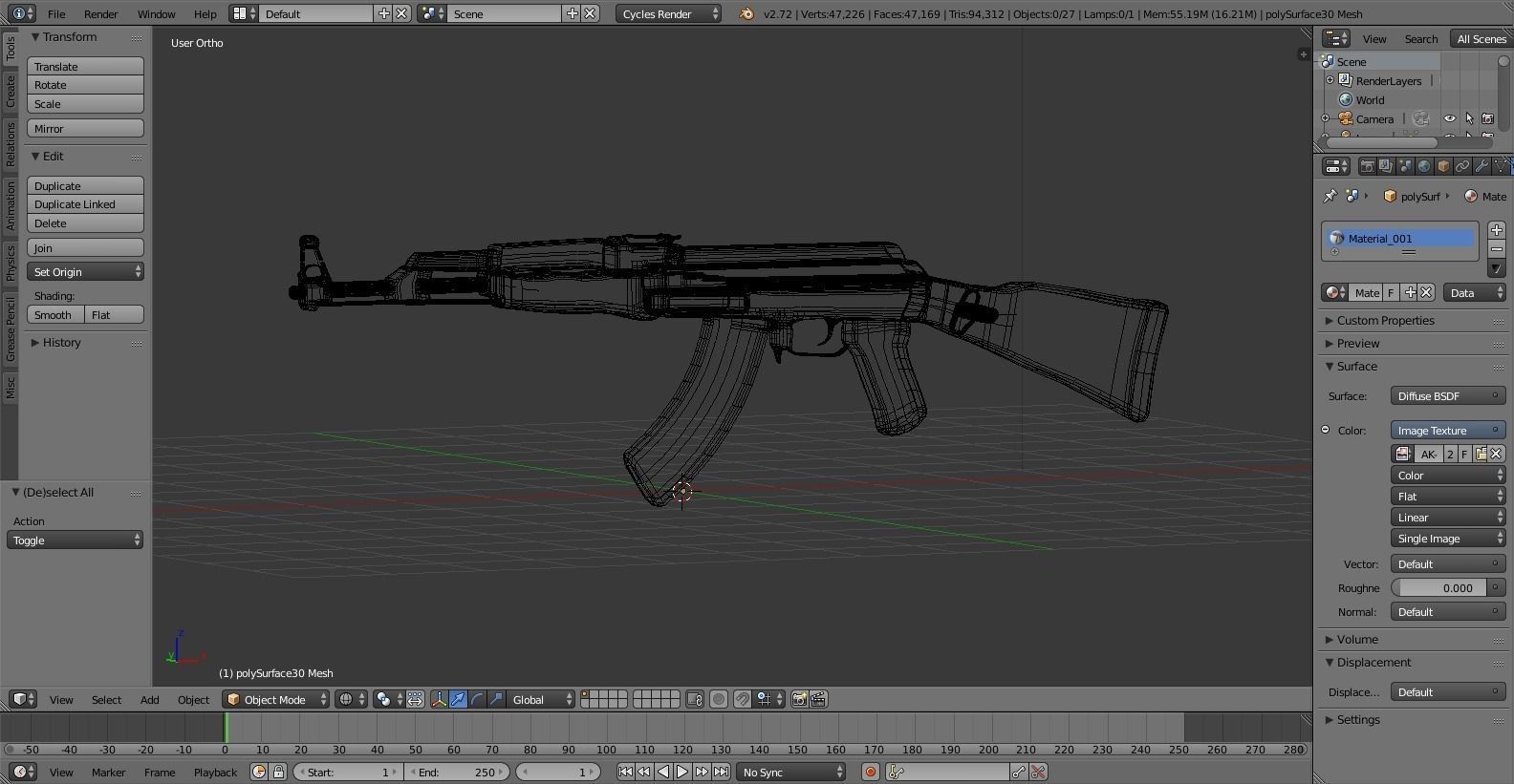 Rifle ak - Low-poly 3D model_1