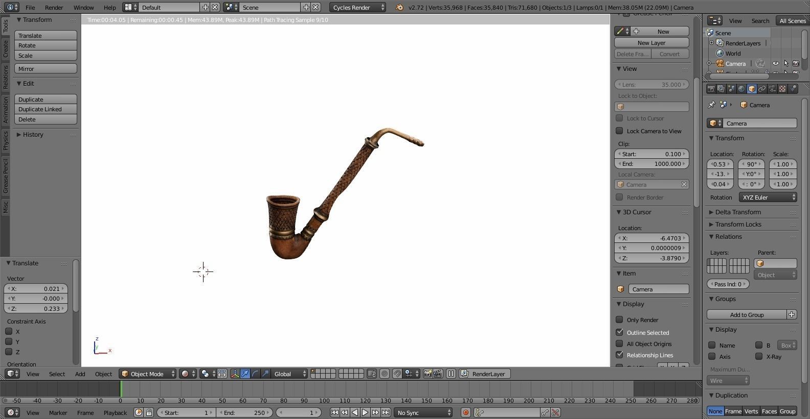 Hobbit Pipe Low-poly 3D model_4