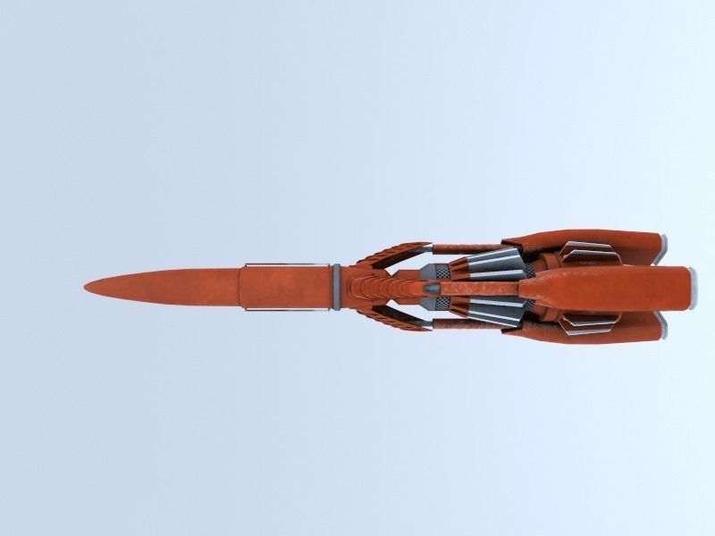 Thunderbird orange missile flying in sky Low-poly 3D model_2