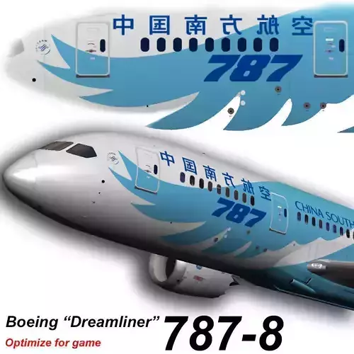 Boeing 787-8 China Southern Low-poly 3D model