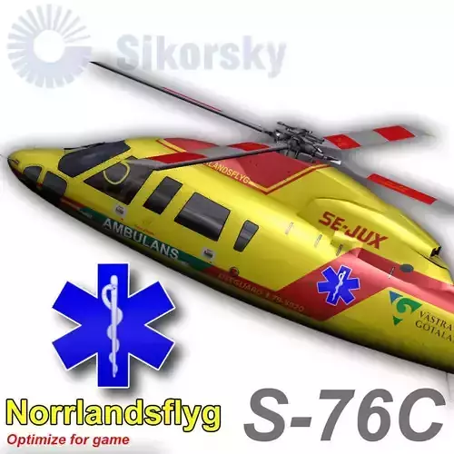Sikorsky S-76C Norrlandsflyg Low-poly 3D model
