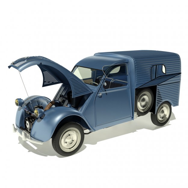 1958 Citroen 2CV AZU Van 3D model_1