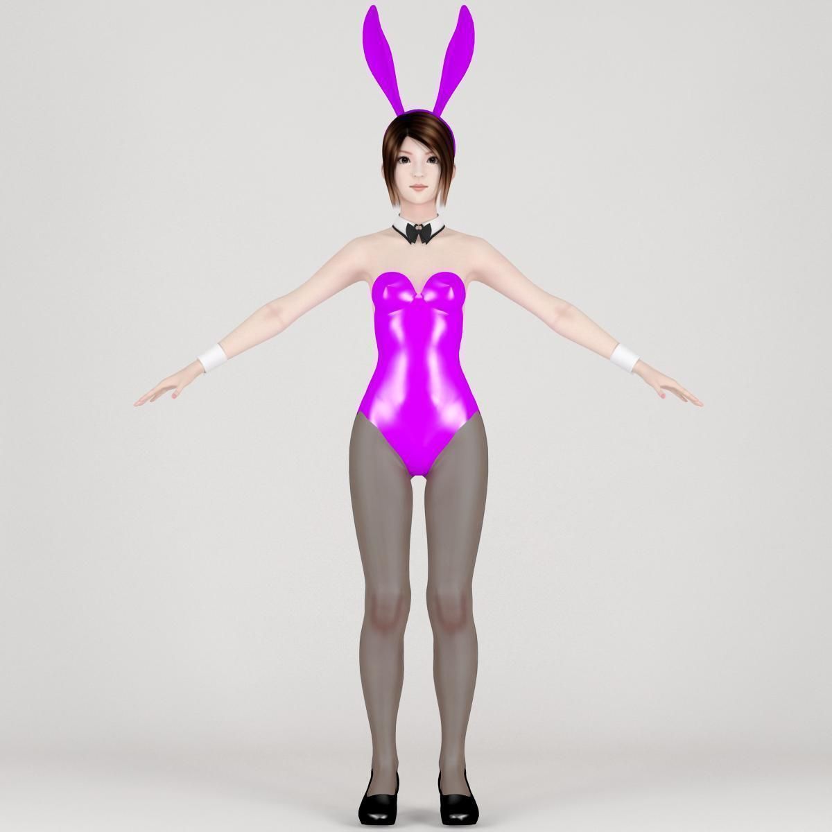 T pose nonrigged model of Natsumi in bunny outfit 3D model_2