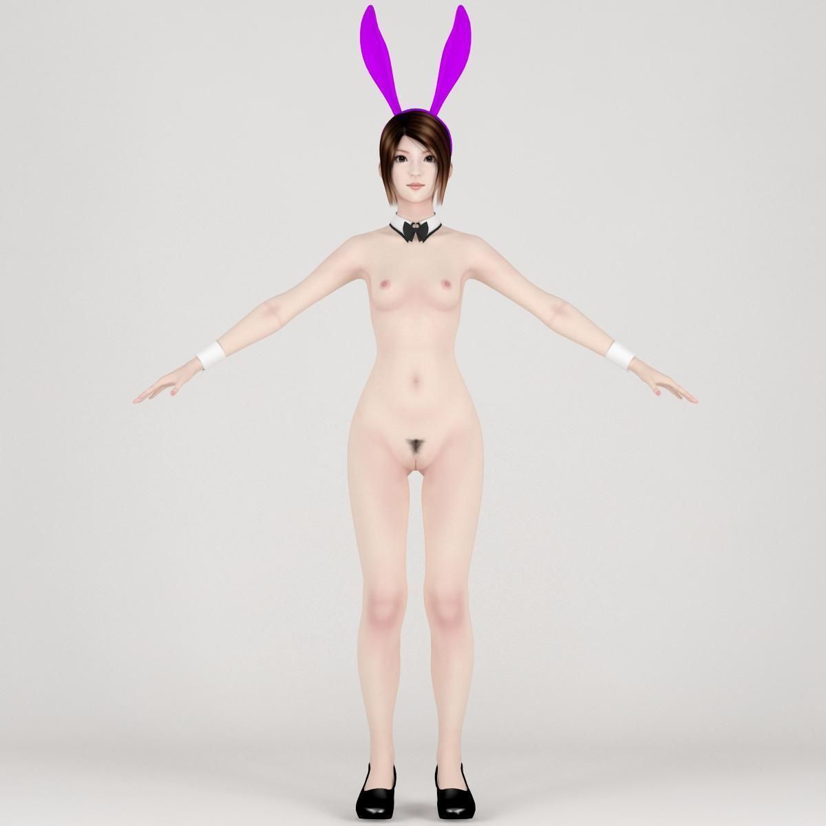 T pose rigged model of Natsumi in bunny outfit 3D model_5