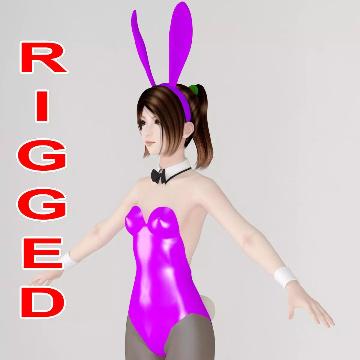 T pose rigged model of Natsumi in bunny outfit 3D model_0
