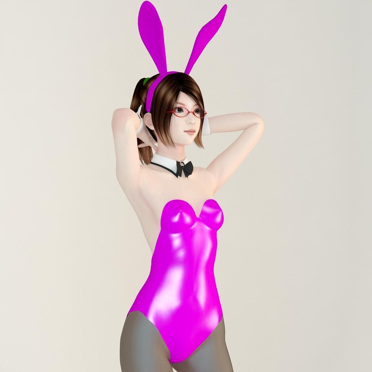 T pose rigged model of Natsumi in bunny outfit 3D model_1