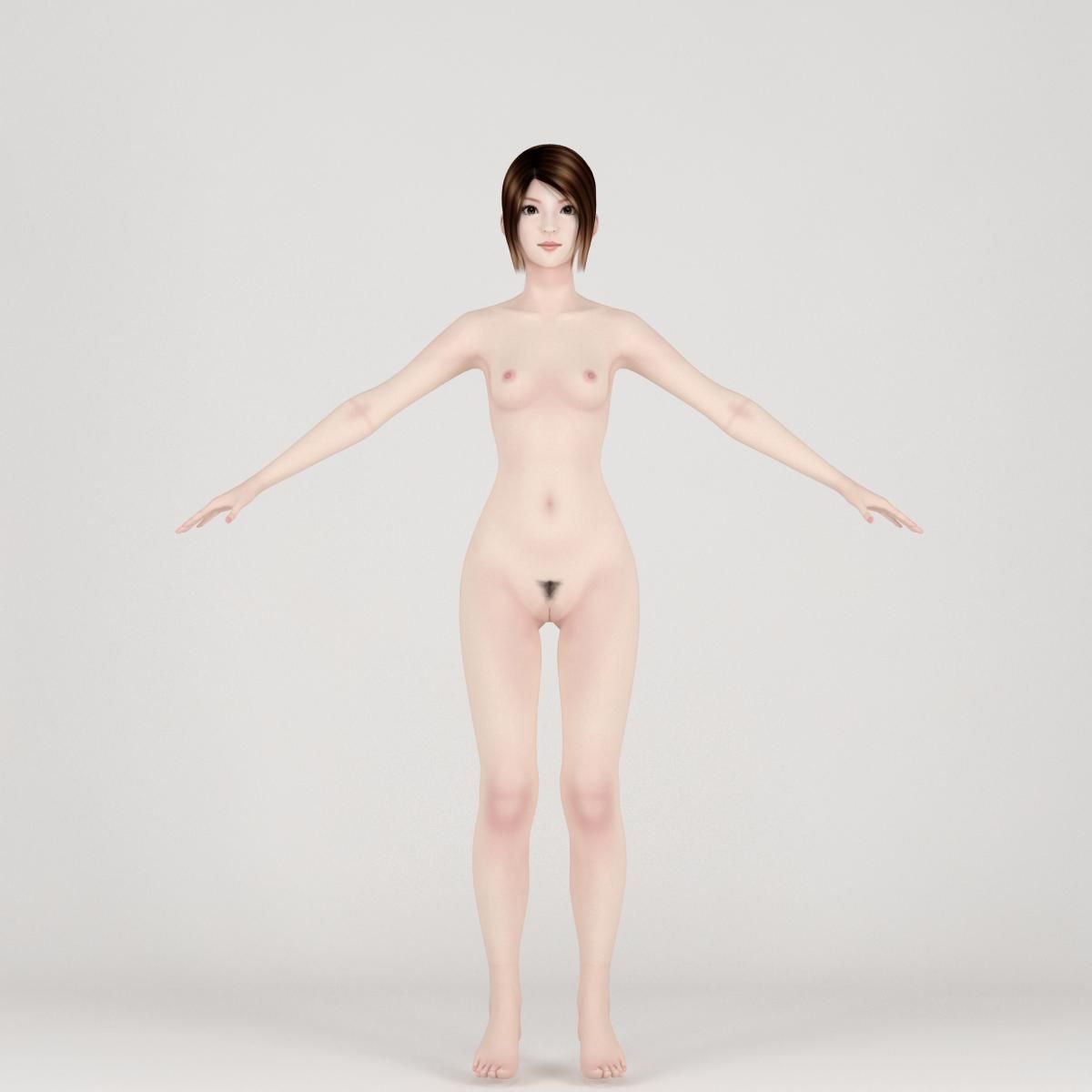 T pose rigged model of Natsumi in bunny outfit 3D model_6