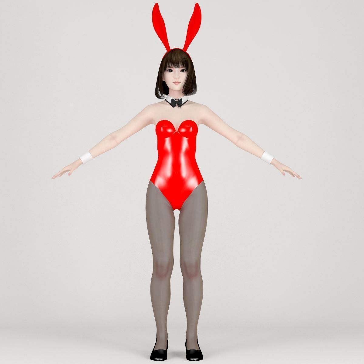 T pose nonrigged model of Mariko in bunny outfit 3D model_2