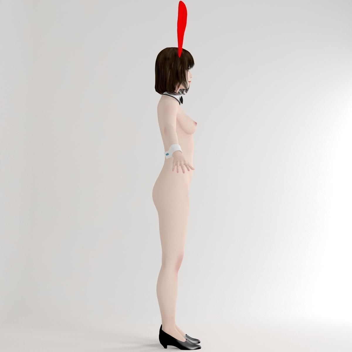 T pose rigged model of Mariko in bunny outfit 3D model_11