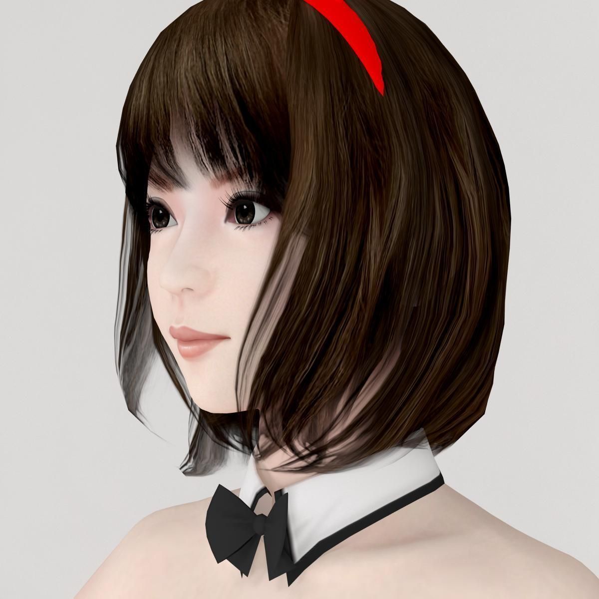 T pose rigged model of Mariko in bunny outfit 3D model_2