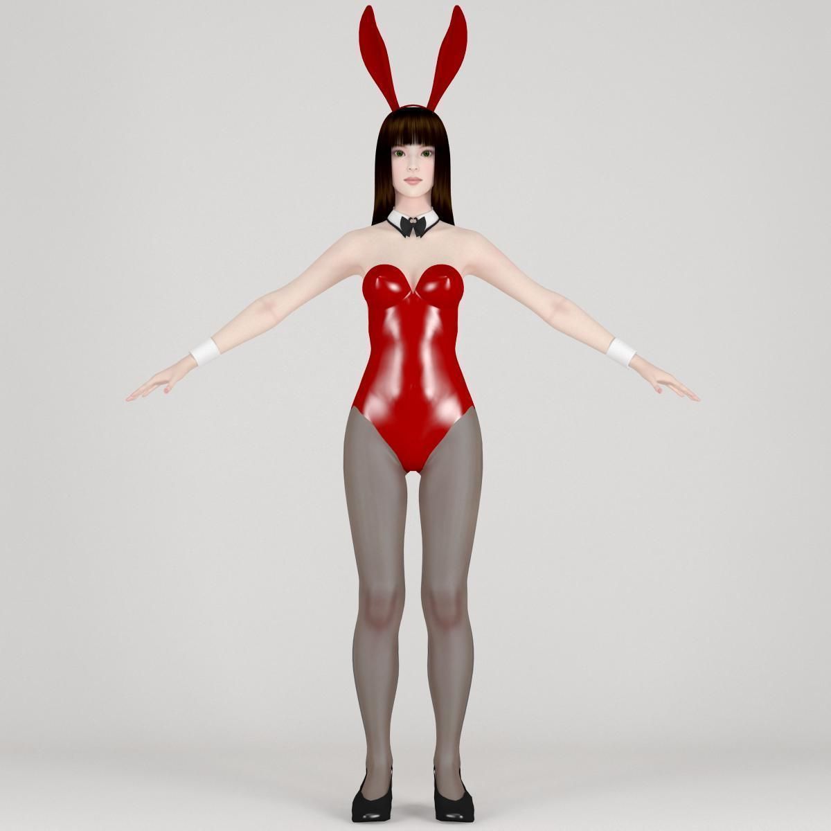 T pose rigged model of Akari in bunny outfit  3D model_5
