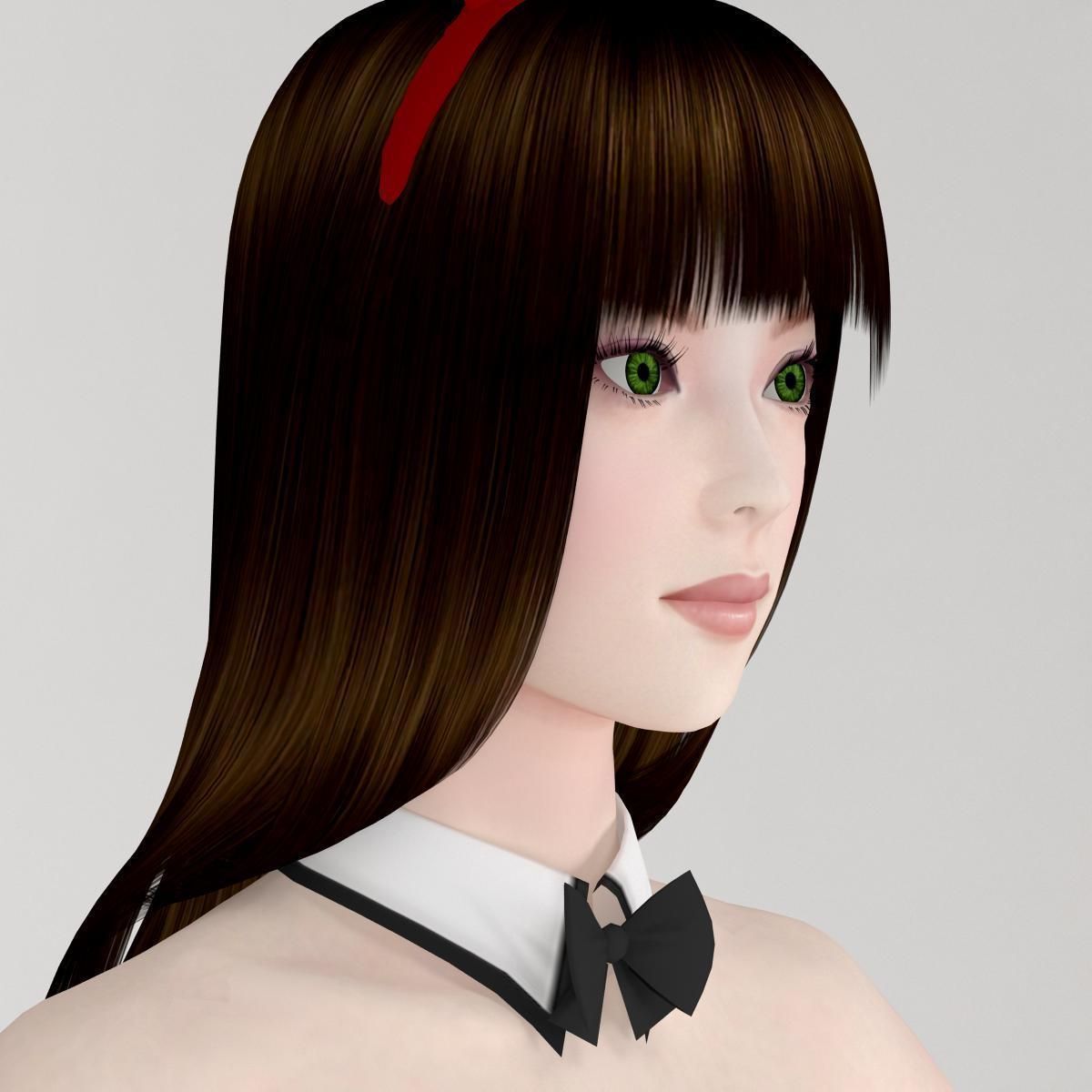 T pose rigged model of Akari in bunny outfit  3D model_2