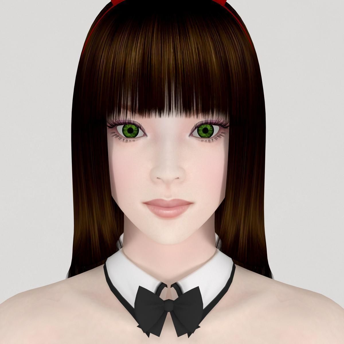 T pose rigged model of Akari in bunny outfit  3D model_3