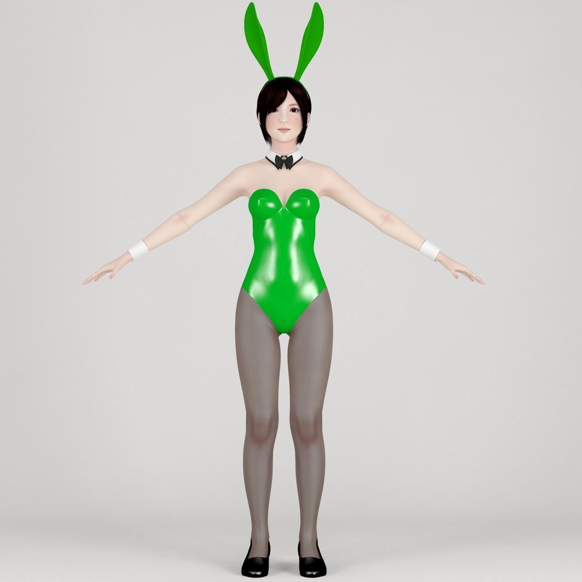 T pose rigged model of Rina in bunny outfit 3D model_5