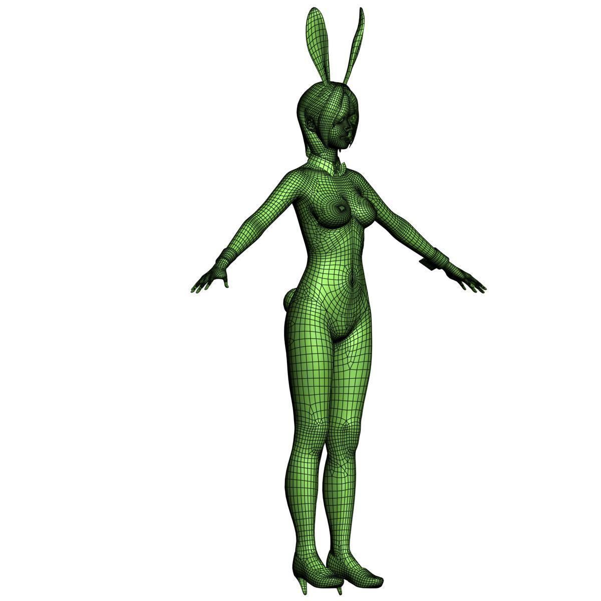T pose rigged model of Rina in bunny outfit 3D model_15