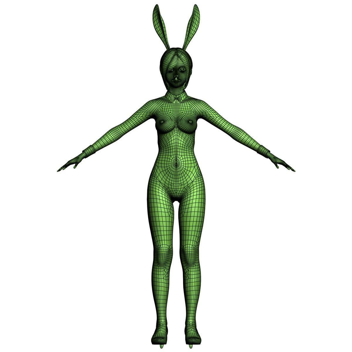 T pose rigged model of Rina in bunny outfit 3D model_14