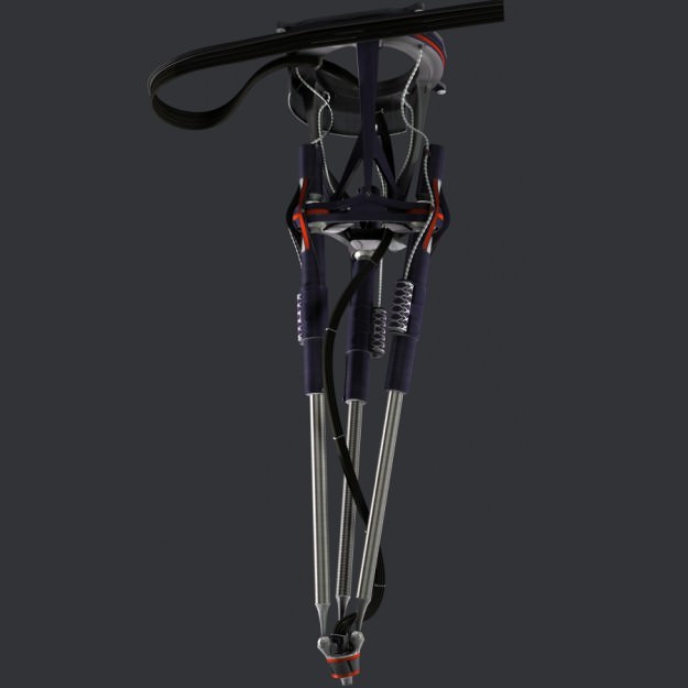 Trimaniple robotic arm animated 3D model_4