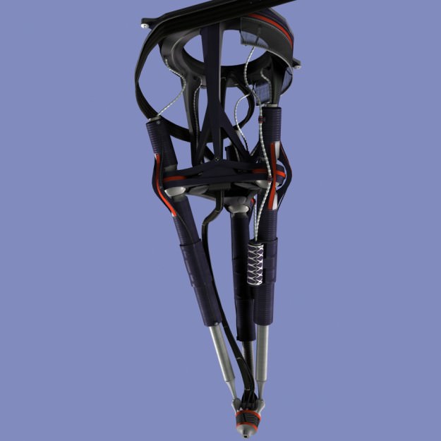 Trimaniple robotic arm animated 3D model_1