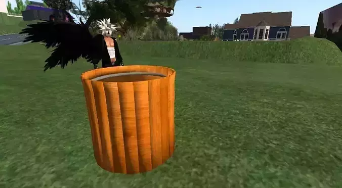 wood trash bin