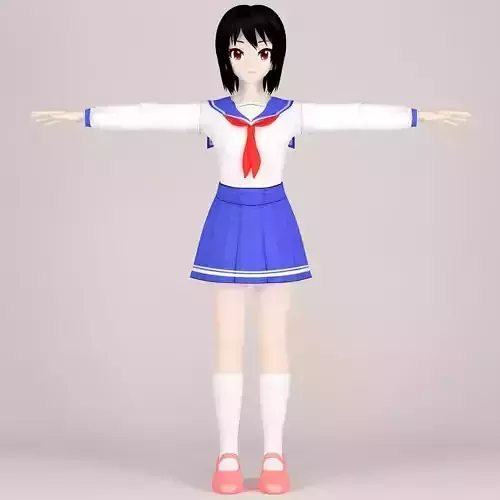 T pose nonrigged model of Shinobu toon girl