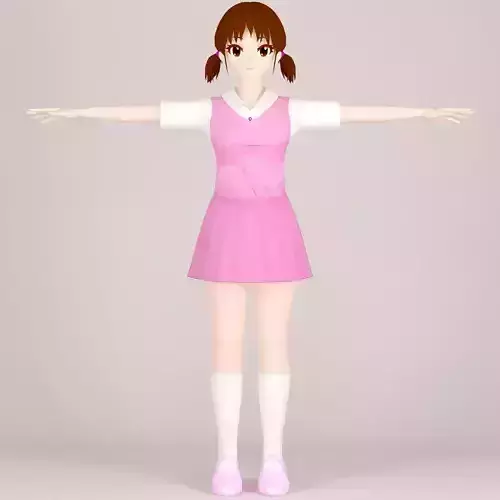 T pose nonrigged model of Shizuka toon girl 3D model