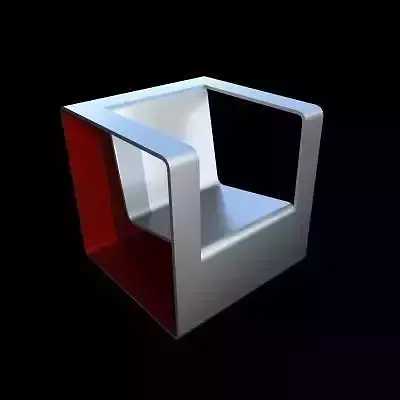 armchair 3d silver and chair